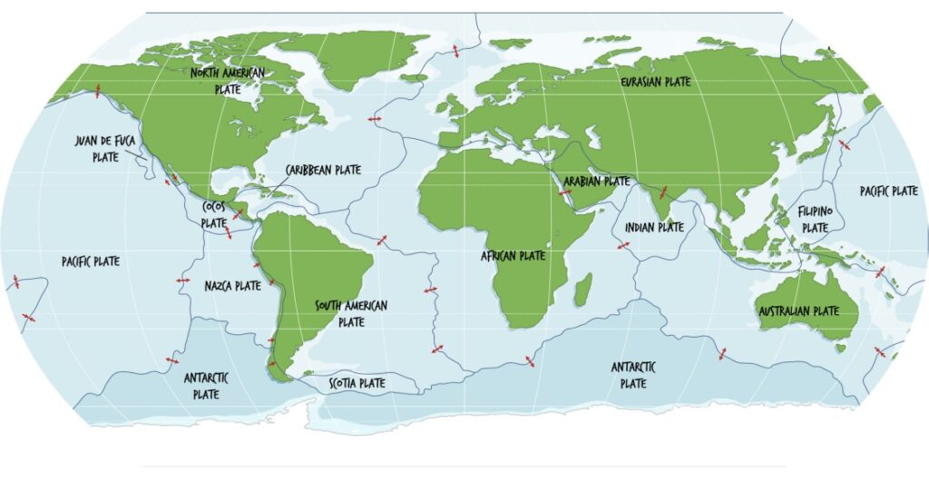 Global map of Earth’s major and minor Tectonic Plates